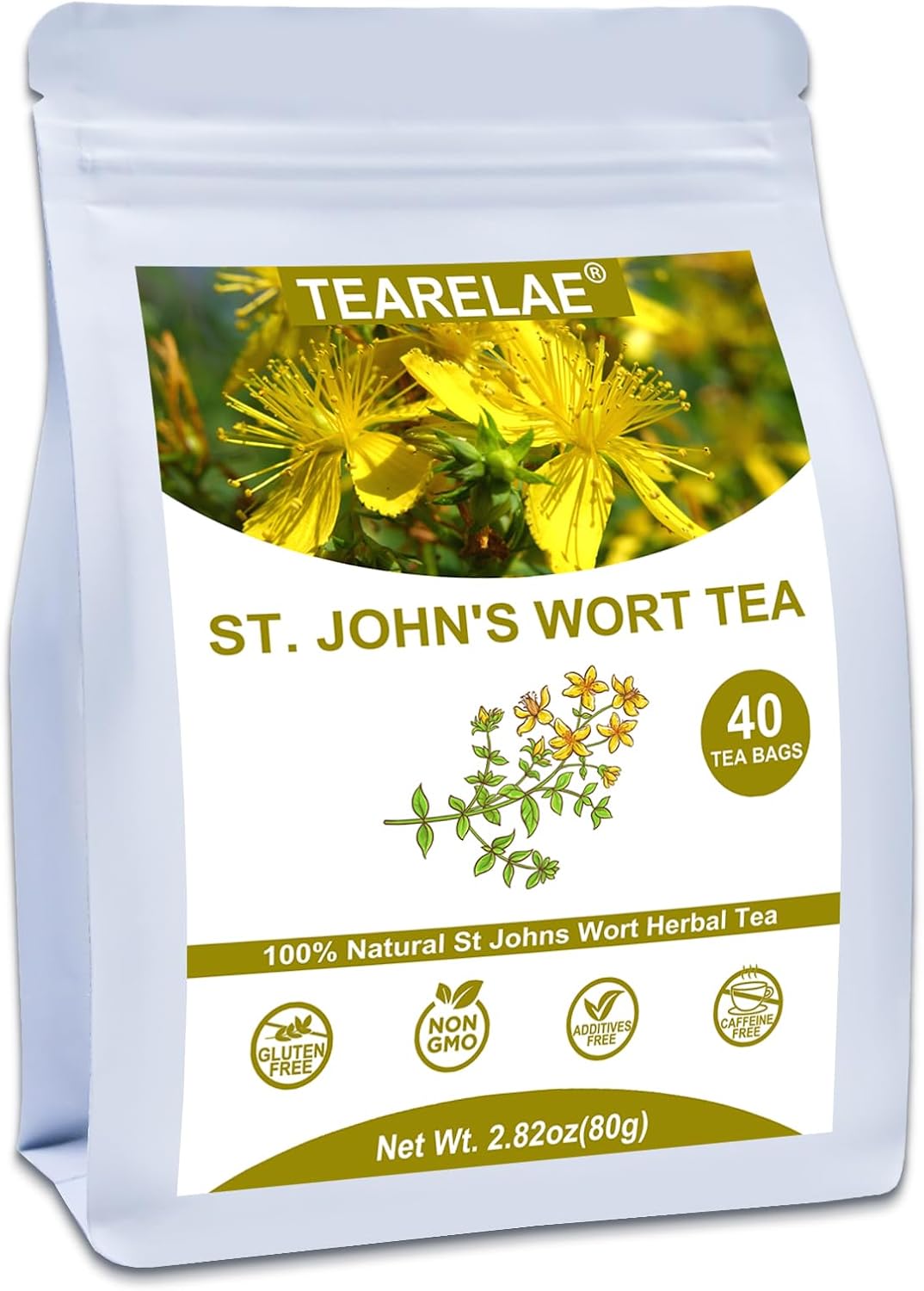 TEARELAE - St. John's Wort Tea Bags - 40 Count - Natural Saint John's Wort Tea Support for Relaxation - 100% Pure Premium Dried St Johns Wort Herb - Non-GMO - Caffeine-Free