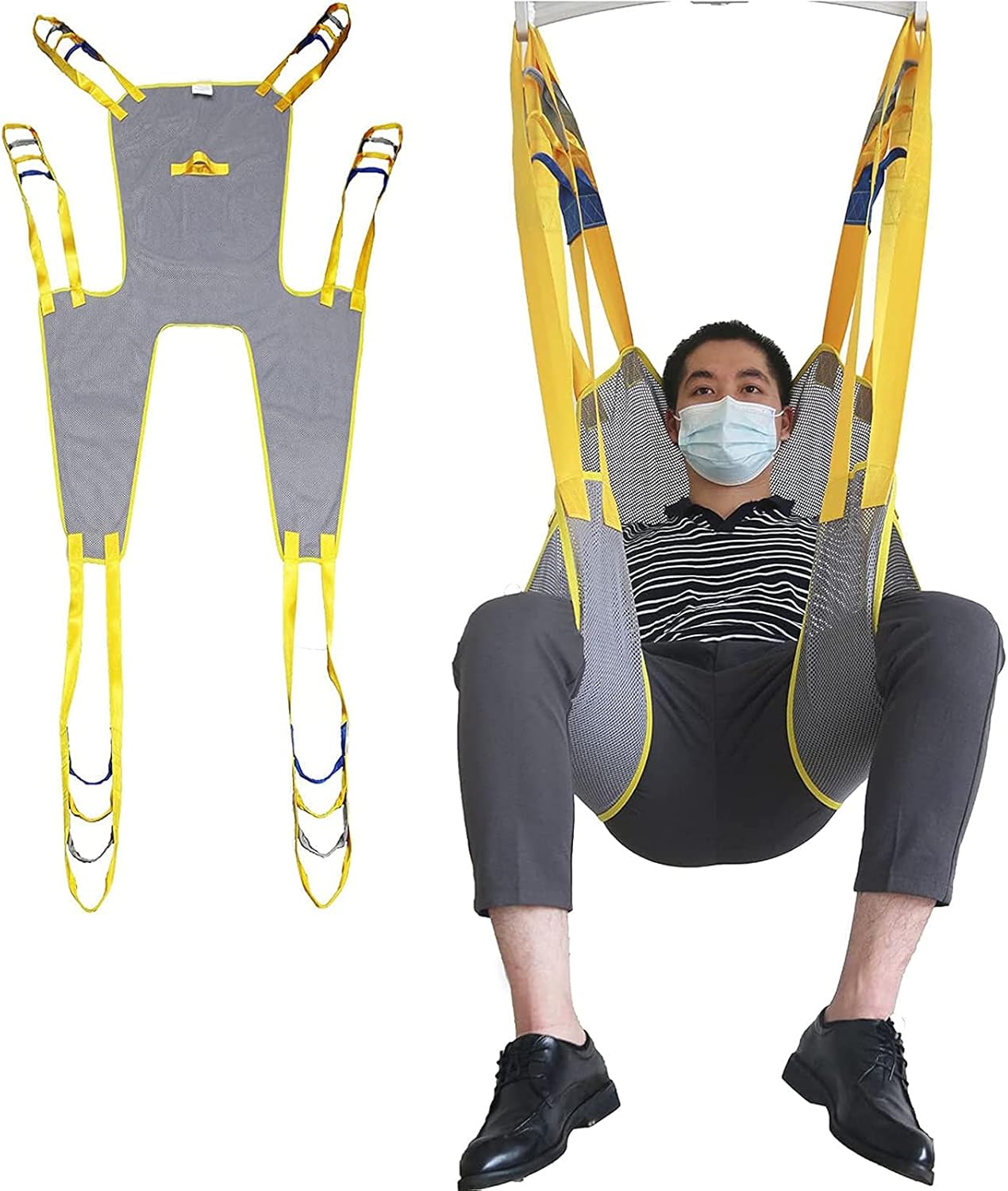 Toileting Sling Patient Lifter Equipment Bariatric Handicap Lift Commode Sling, for Patient Elderly, Universal Patient Lift Sling Transfer Belt with Helps,L