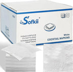 800 Count White Cocktail Napkins, 4.5x4.5 Inch 2-Ply Disposable Paper Napkins, Bulk Beverage Napkins for Dinner Wedding Bar Party and Daily Use