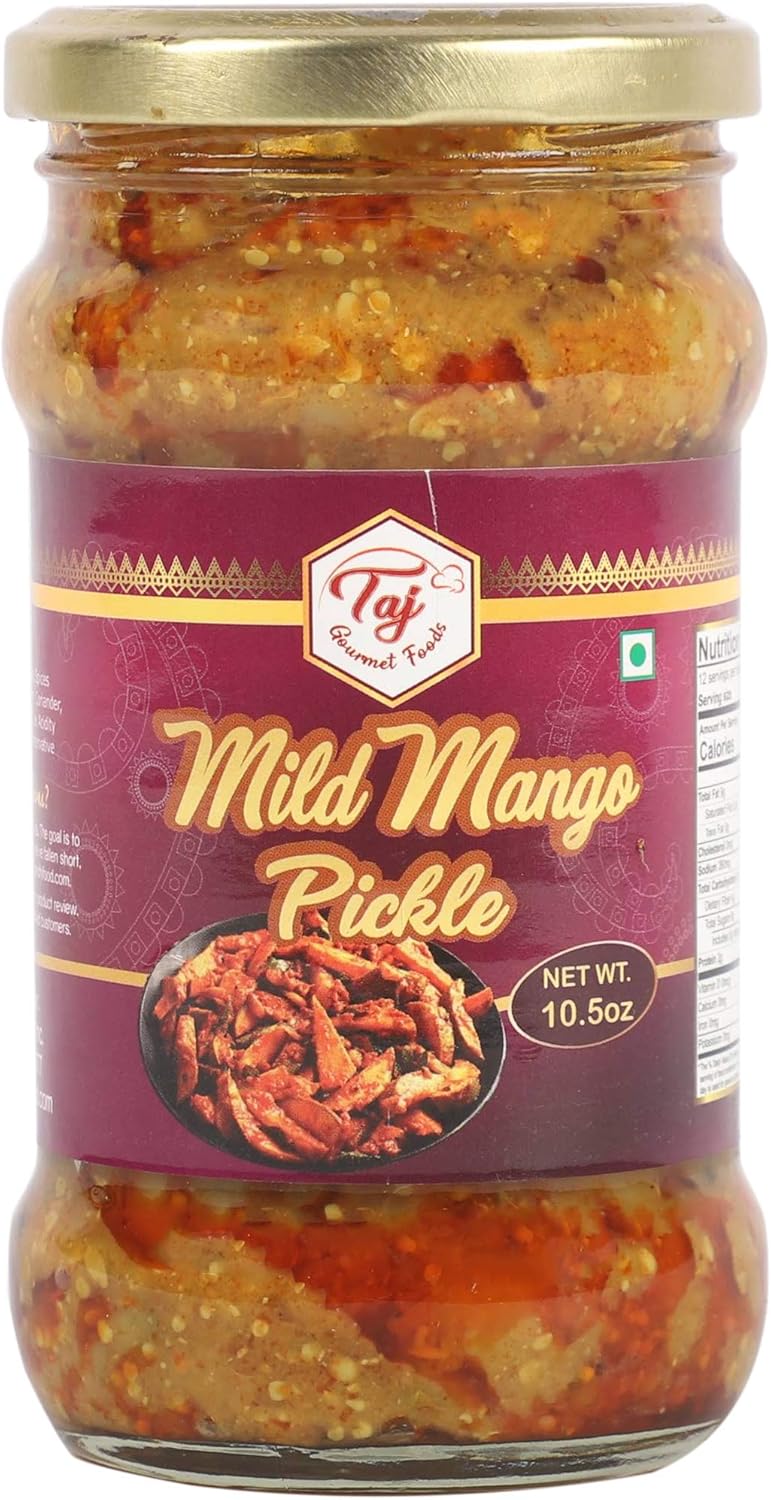 TAJ Gourmet Mild Mango Pickle, (Mild Mango Achar), 300g (10.5oz)