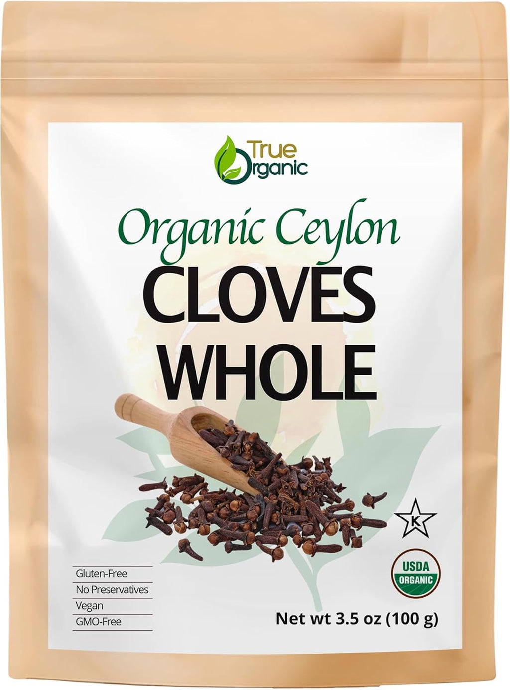 True Organic Ceylon Cloves Whole, 3.5 ounces, Premium Quality, USDA Organic & Kosher Certified, Non-GMO, Fresh Organic Cloves, Pure Ceylon Premium Quality.