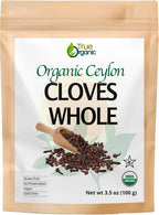 True Organic Ceylon Cloves Whole, 3.5 ounces, Premium Quality, USDA Organic & Kosher Certified, Non-GMO, Fresh Organic Cloves, Pure Ceylon Premium Quality.