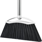 Heavy Duty Broom, 54-inch Adjustable Long Handle Angle Brooms Large Brooms for Sweeping Indoor and Outdoor Commercial Broom for Home Kitchen Patio Garage Porch Courtyard Classroom, White