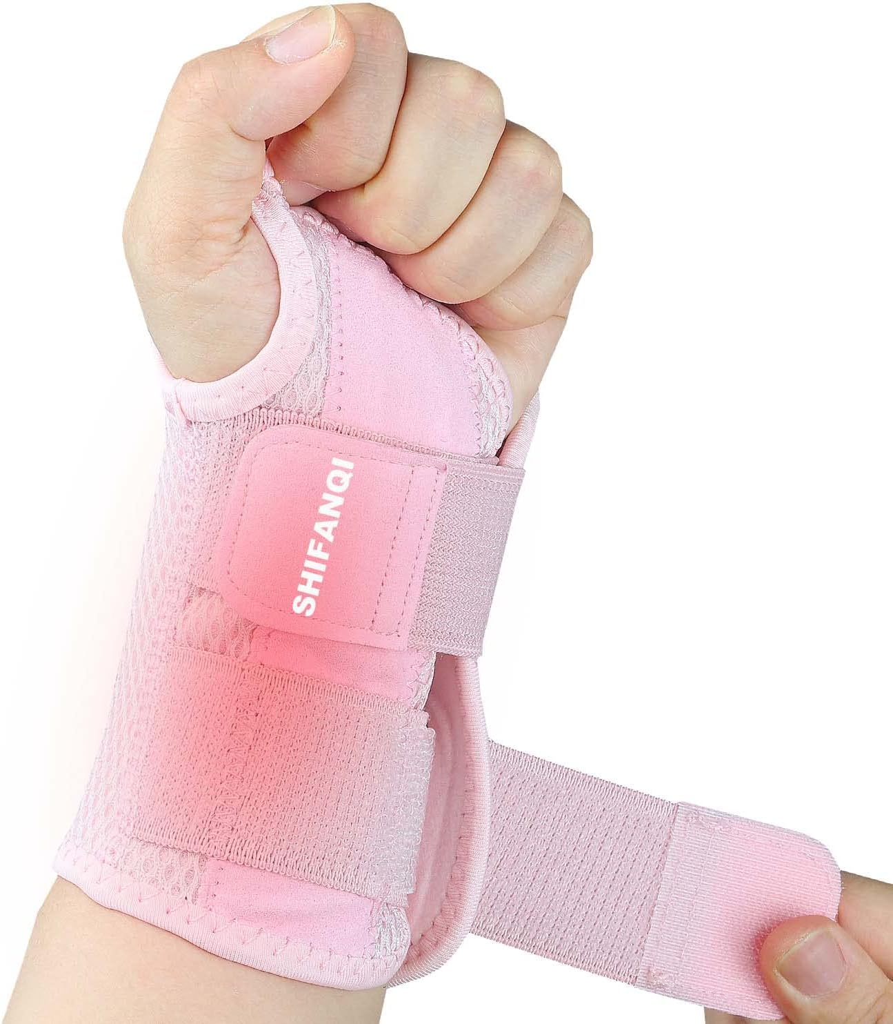 Compression Wrist Brace for Men and Women, Recovery Night Wrist Sleep Support Brace - Adjustable Support Splint for Wrist Pain, Carpal Tunnel, Arthritis, Tendonitis (Pink, Left Hand, Small/Medium)