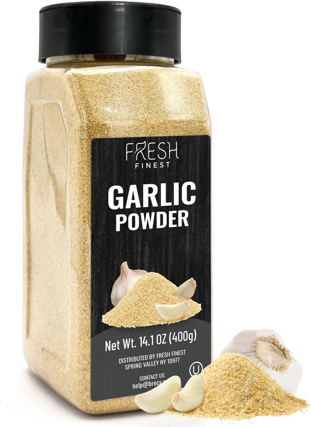 Fresh Finest Premium Garlic Powder - 14.1oz Bottle - 100% Pure, Non-GMO, Gluten-Free, Ground Garlic Spice for Cooking