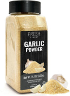 Fresh Finest Premium Garlic Powder - 14.1oz Bottle - 100% Pure, Non-GMO, Gluten-Free, Ground Garlic Spice for Cooking