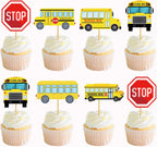 24 Pcs School Bus Cupcake Toppers School Bus Cake Decorations School Bus Decorations School Bus Party Favors