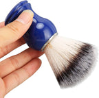 Handcrafted Shaving Brush for Men, Exquisite Beard Brush with Blue Handle and Silver Ring, Beard Care Shaving Cream Brush for Home Beauty Salon, Barber Cleaning Brush for Residue Removal