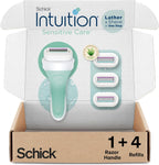 Schick Intuition Razors for Women with Sensitive Skin | 1 Razor & 4 Intuition Razor Blades Refill with Organic Aloe