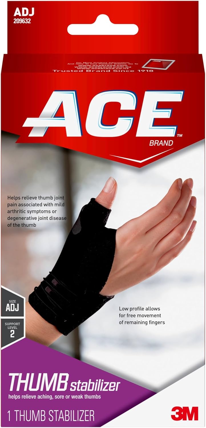 ACE™ Brand Deluxe Thumb Stabilizer, Adjustable, Black, 1/Pack