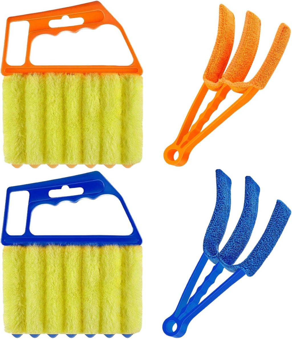 Window Blinds Cleaner, Blinds Cleaner Tool Blind Cleaner Duster Tool Set with Microfiber Rollers and Groove Brushes, Compact Cleaning Tools for Vents, Shutters and Household Dusting (4-Pack)
