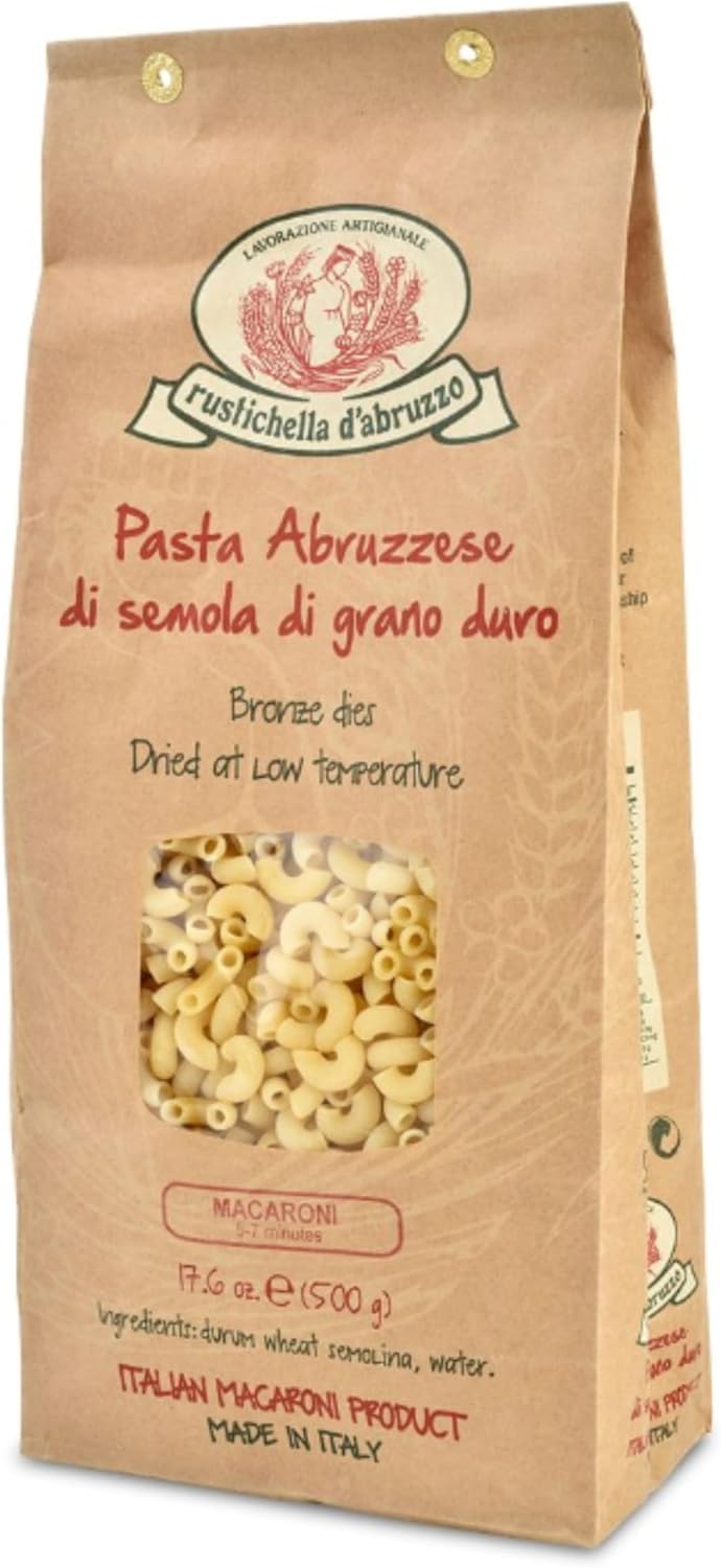 Rustichella d'Abruzzo Macaroni Pasta - 500g Classic Durum Wheat Small Pasta - Perfect for Macaroni and Cheese - Cooks in 5-7 Minutes - Authentic Italian Flavor
