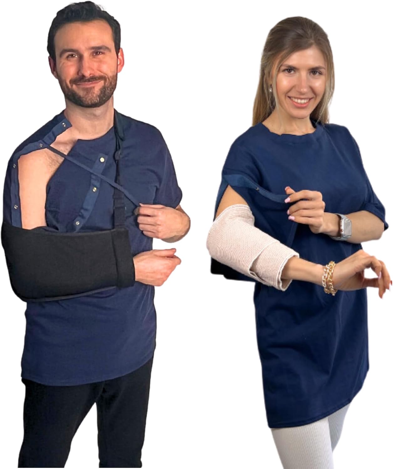 Inspired Comforts Unisex Right Shoulder & Side Access Post Surgery & Rehab Snap Shirt