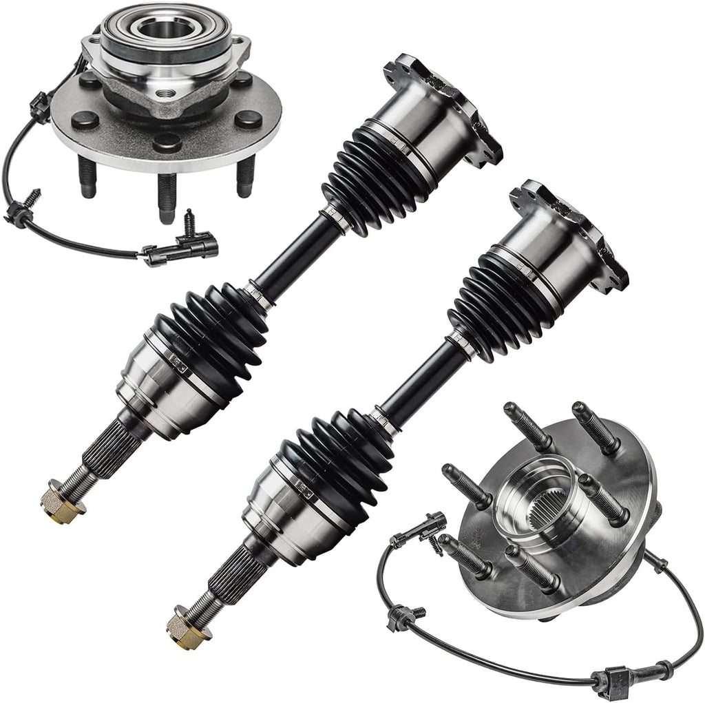 Detroit Axle - 4WD Front Wheel Bearing Hubs CV Axles for Chevy GMC Silverado Sierra Avalanche Suburban Yukon XL 1500 Tahoe Cadillac Escalade EXT ESV [6 Lugs] Wheel Bearing Hubs CV Axles Replacement