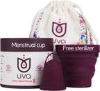 UVA Reusable Menstrual Cup Heavy Flow Kit with Sterilizer - Size B - 10-Year Durable & Leak-Proof Silicone - Large Menstrual Cup, Sterilizer & Traveling Bag Period Cup Set