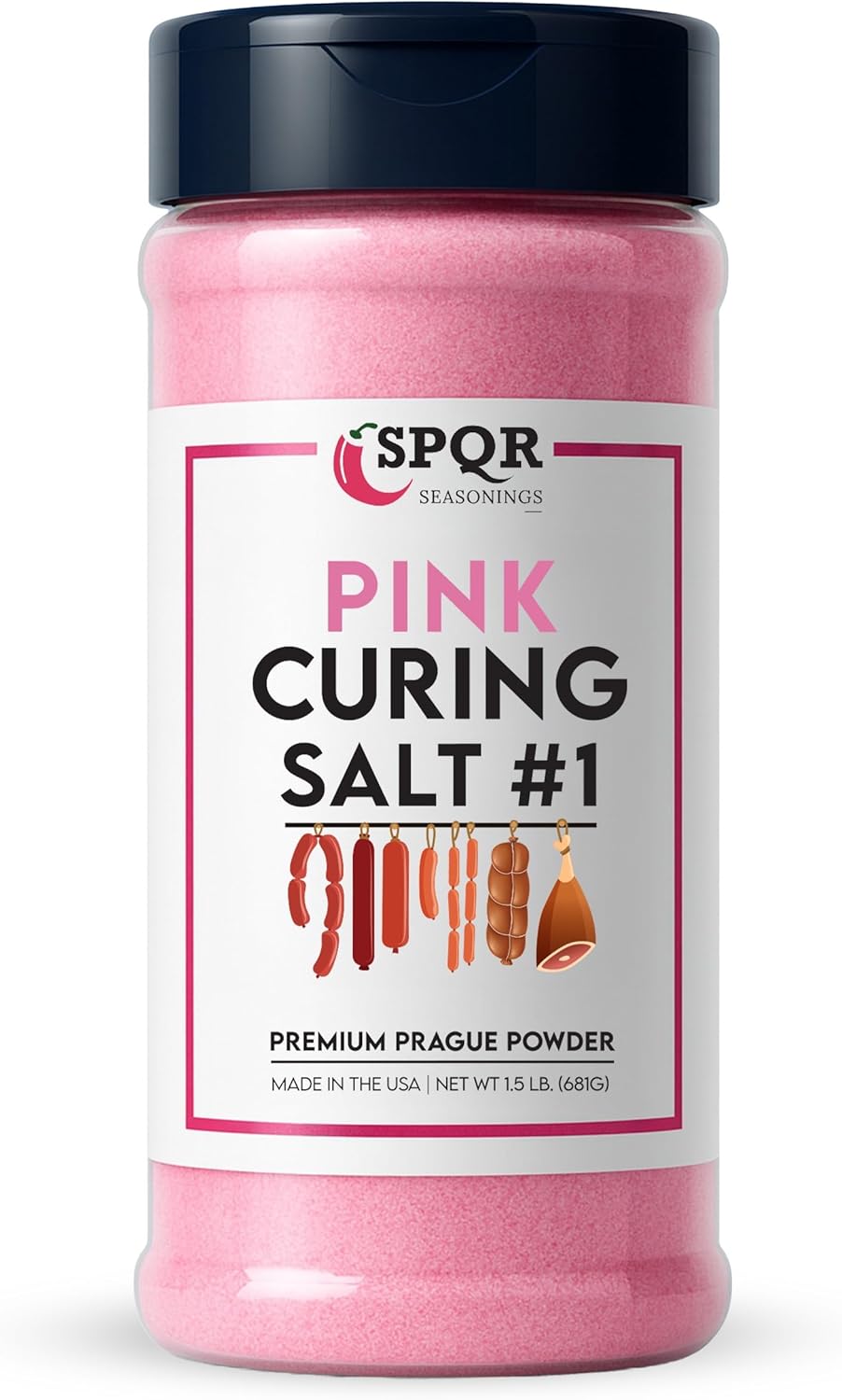 Curing Salt No.1. Quick Cure Premium Prague Powder XL 1.5 Pound Bottle by SPQR Seasonings