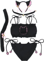 JustinCostume Women's Cosplay Lingerie Set Kitten Keyhole Cute Sexy Outfit