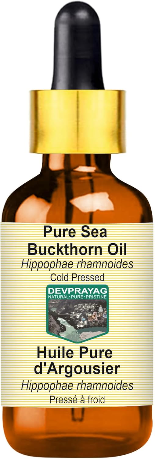 Pure Sea Buckthorn Oil (Hippophae rhamnoides) with Glass Dropper Cold Pressed 5ml (0.16 oz)