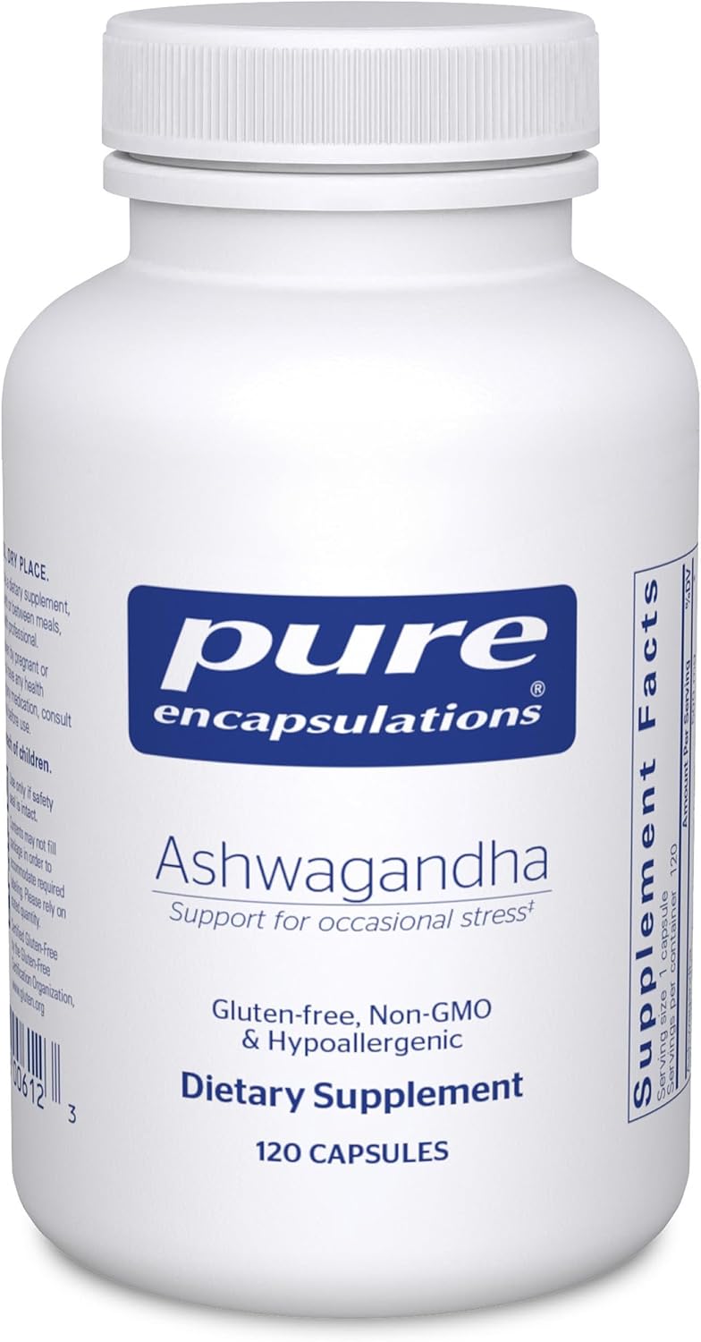 Pure Encapsulations Ashwagandha - 500 mg Ashwagandha Extract - Metabolism & Stress Support - Immune Support - GMO Free & Vegan - 120 Capsules