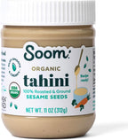 Soom Foods Organic Tahini 11oz (1 Pack) | Roasted & Ground Sesame Seed Paste | Creamy Tahini for Dubai Chocolate, Hummus, Sauces | Vegan, Nut-Free, Gluten-Free, Kosher, Keto, Paleo, Whole30