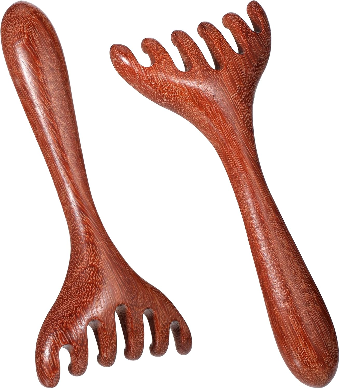 2 PCS Wooden Massage Comb 6 Claws, Wooden Head Foot Massager Scalp, Wood Therapy Massage Tools for Head, Back, Legs, Feet, Wood Scalp Massager for Father's Day and Mother's Day Gifts