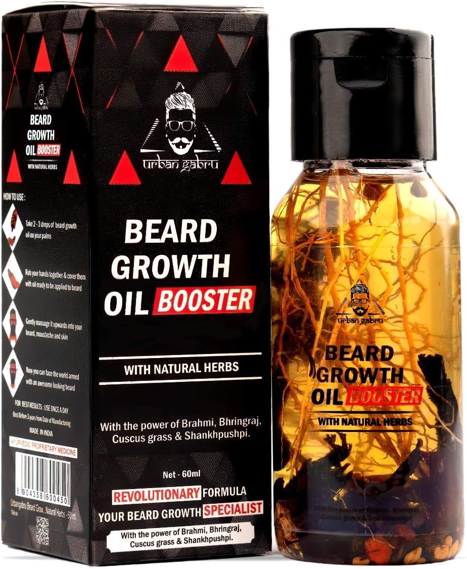 urbangabru Beard Booster Conditioner Oil for Men - Best Beard Oil for Beard Growth, Conditioning & Softening (60ml)