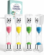 Toothbrush Timer for Kids - 2 Minute Sand Timer for Brushing Teeth - Tooth Brush Time Sand Clock - Two Minute Hour Glass - Enjoy Easy Nighttime Routines - Multi-Color Smily Face for Kids