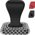 TOPULORS Cast Iron Scrubber & Scraper Kit, 316 Stainless Steel Cast Iron Skillet Cleaner Chainmail Scrubber for Cast Iron Pans Dish Scrub Brush Chain Link Scouring Pad for More Pot Cookware Cleaning