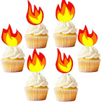 25PCS Fire Cake Decorations Fire Cake Topper Cupcake Toppers for Fire Truck Firefighter Birthday Party Decorations