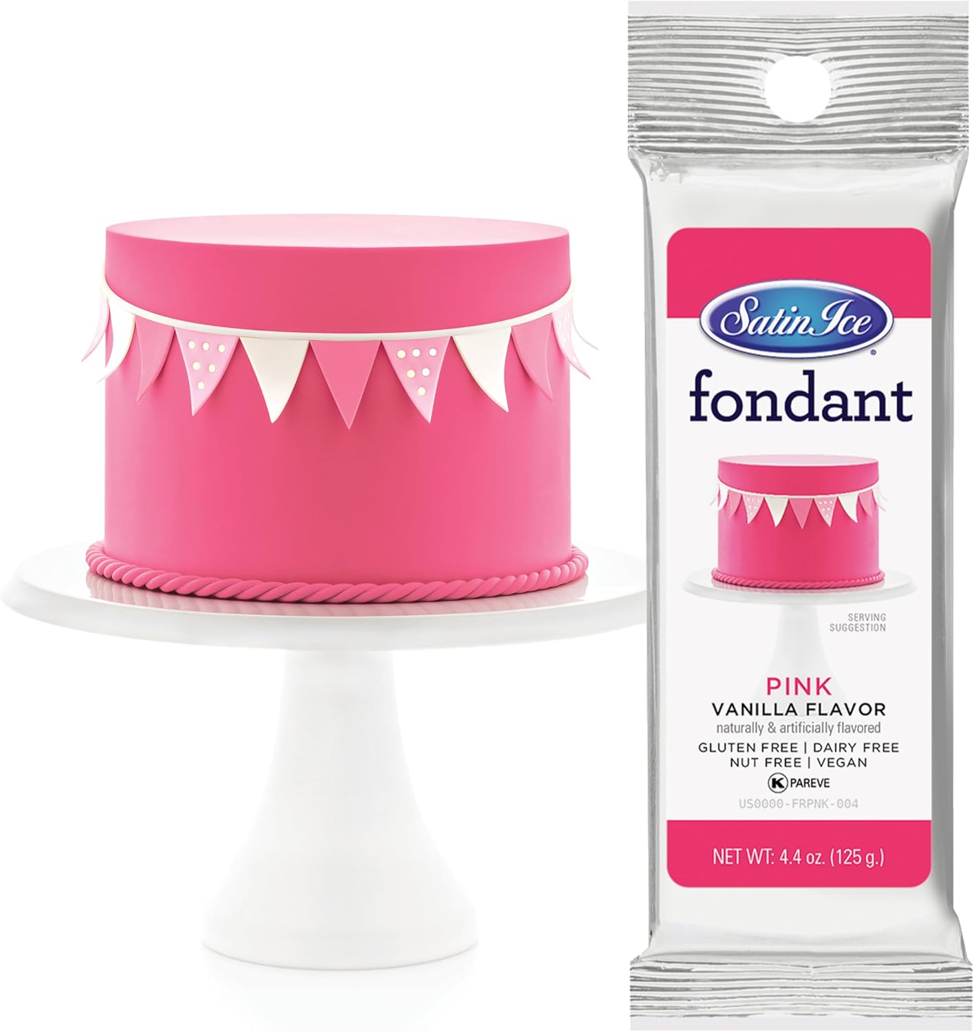 Satin Ice Fondant for Cake Decorating, Pink (4.4 Ounce)