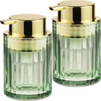 Amolliar Foaming Soap Dispenser, 8OZ Green Glass Soap Dispenser with Plastic Pump, Refillable Hand Soap Dispenser for Bathroom, Kitchen, Shower, Lotion, Dish Soap Dispenser, Home Decor, Gold 2 Pack