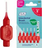 TePe Interdental Brush Original, Soft Dental Brush for Teeth Cleaning, Pack of 6, 0.5 mm, Extra-Small/Small Gaps, Red, Size 2