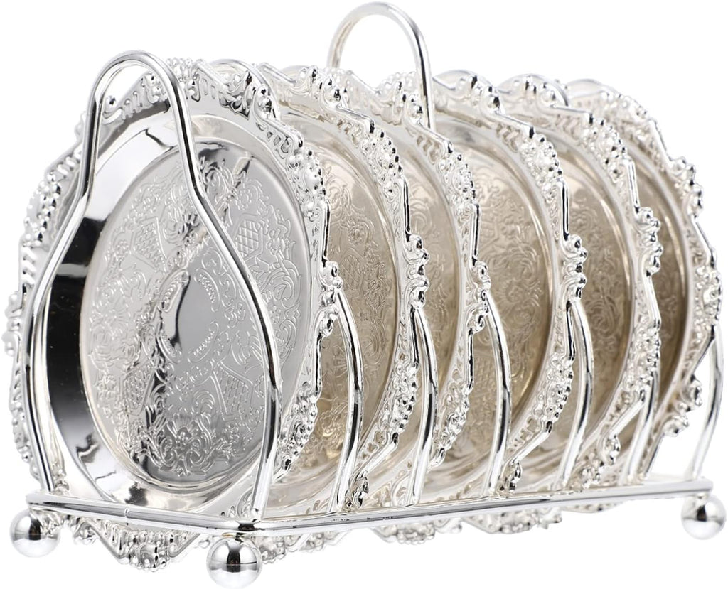 Zerodeko Silver Plated Mini Snack Tray Set with Rack Creative Fruit Dish for Serving Appetizers Dry Fruits and Desserts for Kitchen and Party Display