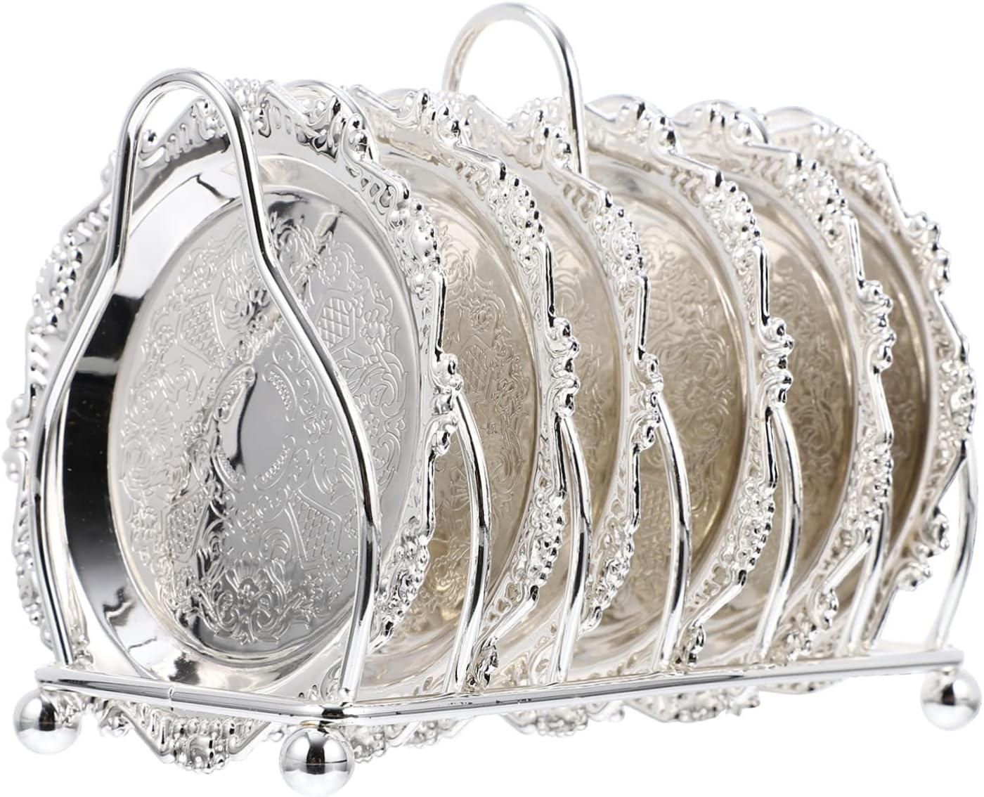 Zerodeko Silver Plated Mini Snack Tray Set with Rack Creative Fruit Dish for Serving Appetizers Dry Fruits and Desserts for Kitchen and Party Display