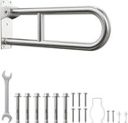 Toilet Grab Bar, Bathroom Safety Handrail Wall Mounted, 304 Stainless Steel Flip Up Folding Support Rail for Elderly Seniors and Handicap Assistance (24 Inch)