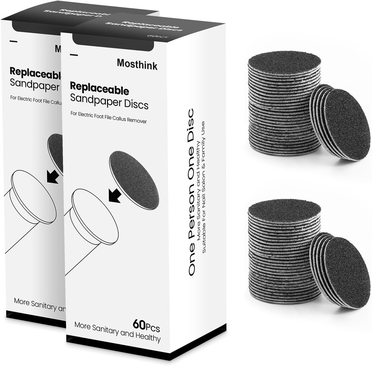 120pcs Replacement Sandpaper Refill Discs for Electric Foot File Callus Remover Tool for Men Women Dead Cracked Hard Skin (60 Grit+100 Grit)
