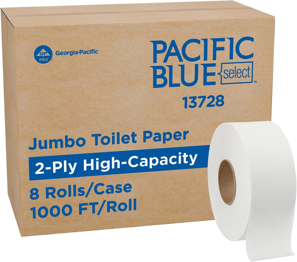 Pacific Blue Select 2-Ply Jumbo Jr. 9" Toilet Paper by GP PRO (Georgia-Pacific), 13728, 1,000 Linear Feet Per Roll, 8 Rolls Per Case