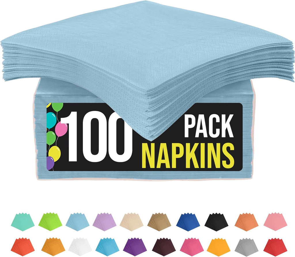 Light Blue Napkins Disposable Everyday 100 Pcs 2 Ply Light Blue Dinner Napkins Bulk For Parties & Party Supplies