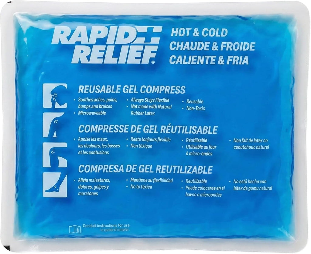 Rapid Relief Reusable Hot & Cold Gel Compress with Contour-Gel 9x11-Inch Large Cold Compress Blue Ice Pack for Injuries