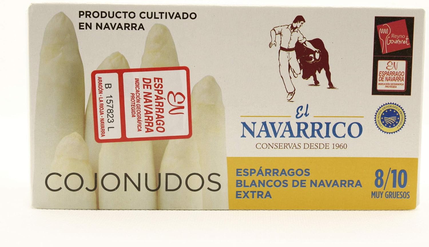 El Navarrico. Thick White Asparagus Spears. 8-10 units per tin.