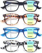 CLASAGA Progressive Multifocus Reading Glasses for Women Men, Blue Light Blocking Multifocal Computer Readers Eyeglasses