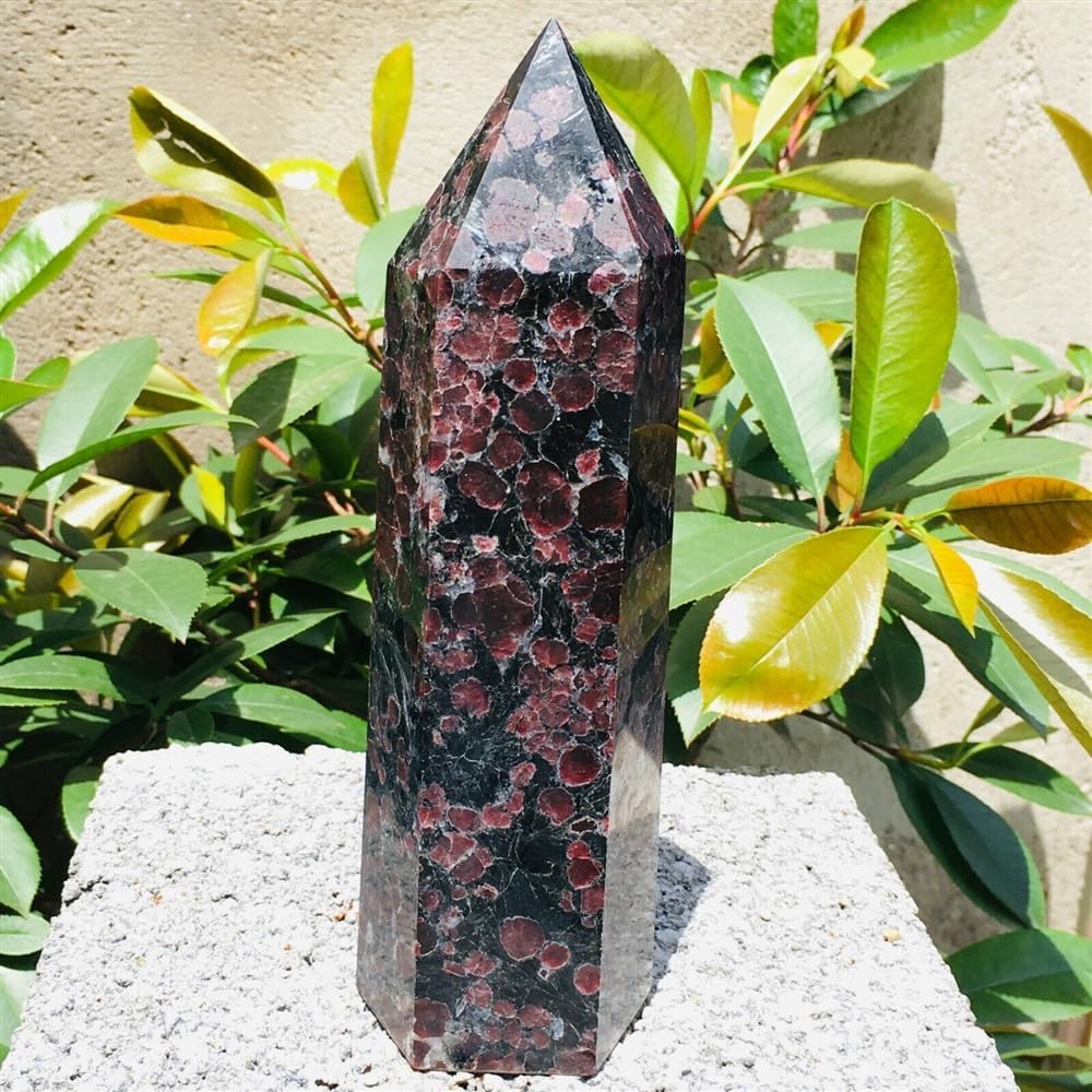 AtkitS Natural Garnet Crystal Obelisk Quartz Crystal Wand Point Healing Stones Tower Natural Quartz Crystals (Size : 100-200g)