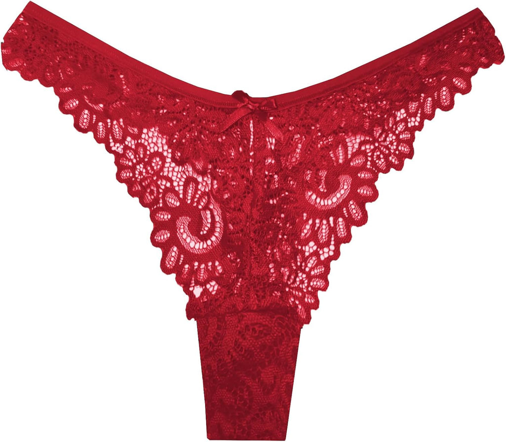 Murimia Sexy Seamless Thongs for Women Lace Underwear Breathable Low Rise T-Back Panties