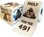 Printed TP Holy You're 49 Birthday Toilet Paper Gift - 49th Bday Party Funny Gift Joke Toilet Paper Prank, Novelty Unique Birthday Presents for Men, Women, Family, Friends - 500 Sheets