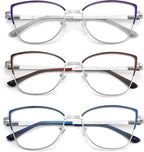 HEEYYOK 1.5 Reading Glasses For Women Cat Eye Metal Readers For Women Large Blue Light Blocking Cheaters Reading Glasses Oversized