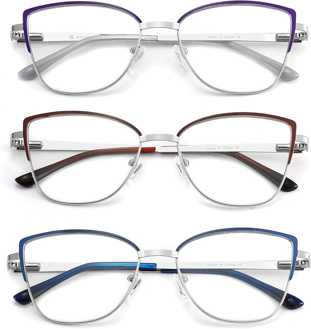 HEEYYOK 2.75 Reading Glasses For Women Cat Eye Metal Readers For Women Large Blue Light Blocking Cheaters Reading Glasses Oversized