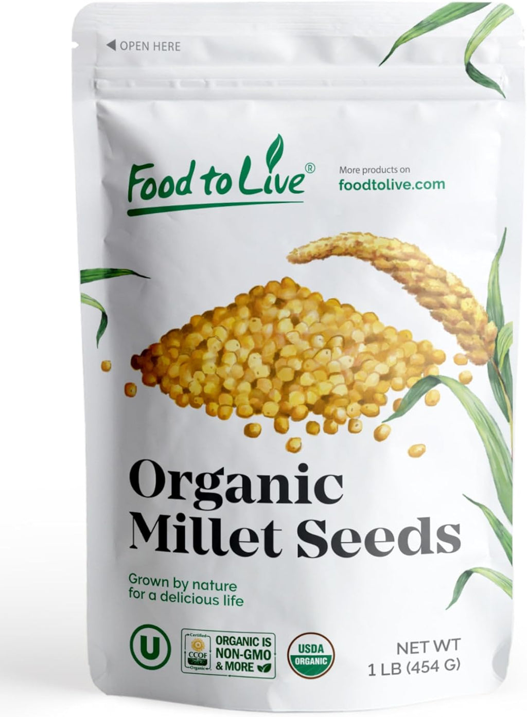 Food to Live Organic Hulled Millet, 1 Pound - Whole Grain Seeds, Non-GMO, Kosher, Raw, Bulk, Product of the USA