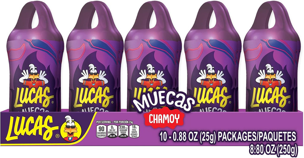 Lucas Muecas Lollipop Chamoy Flavor Candy, 0.96oz - 10 Pieces Pack for Treats, Snack, Parties, Piñatas – Chamoy Lollipop great for Easter Baskets