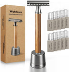 Double Edge Safety Razor: Premium Metal Single Blade Face Razor for Men & Women, Eco-Friendly Bamboo Handle & 10 Double Edge Blades