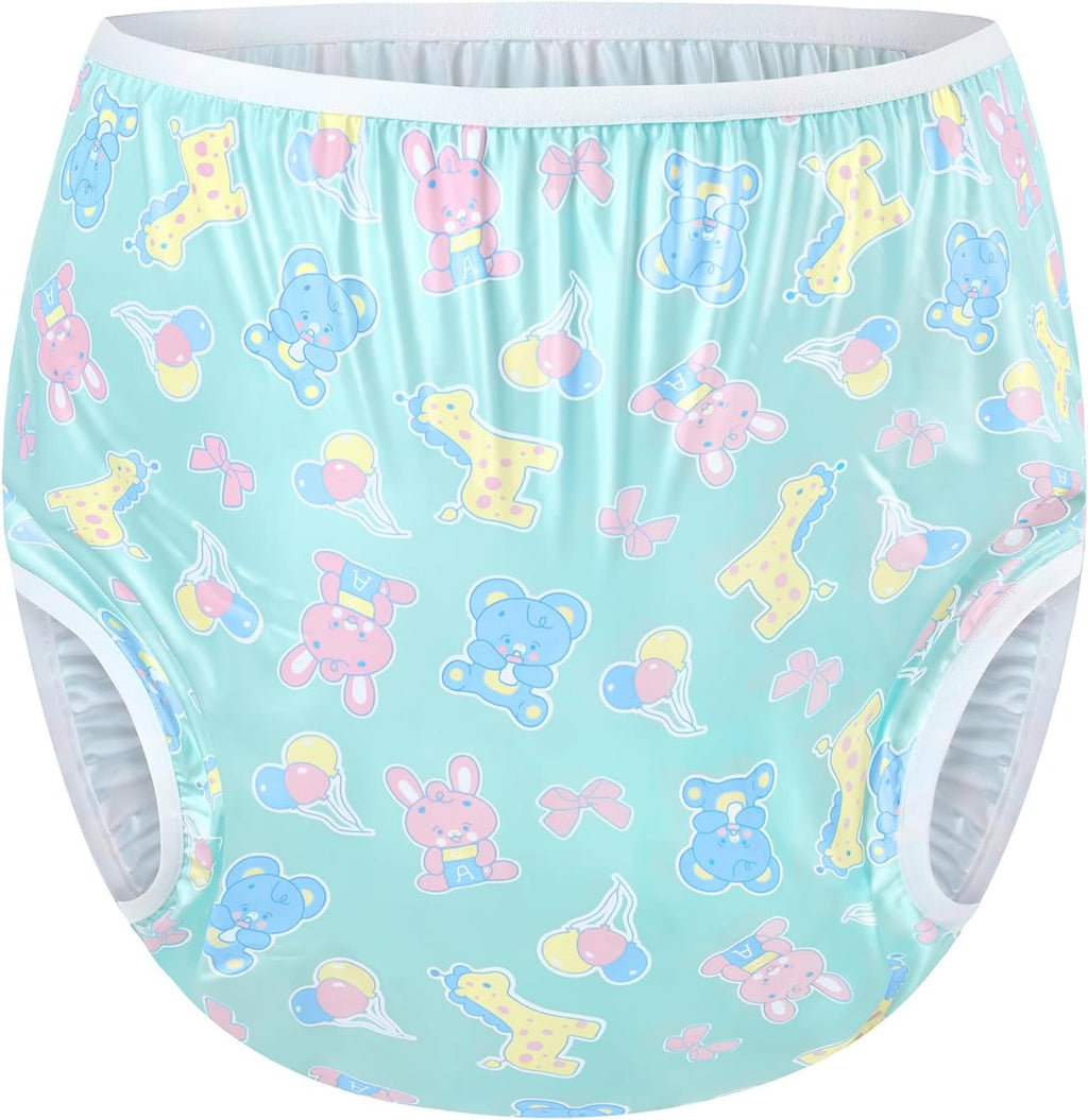 Littleforbig Washable Reusable Waterproof Adult Plastic Pants Pull Up Diaper Cover - Full Print Baby Parade S